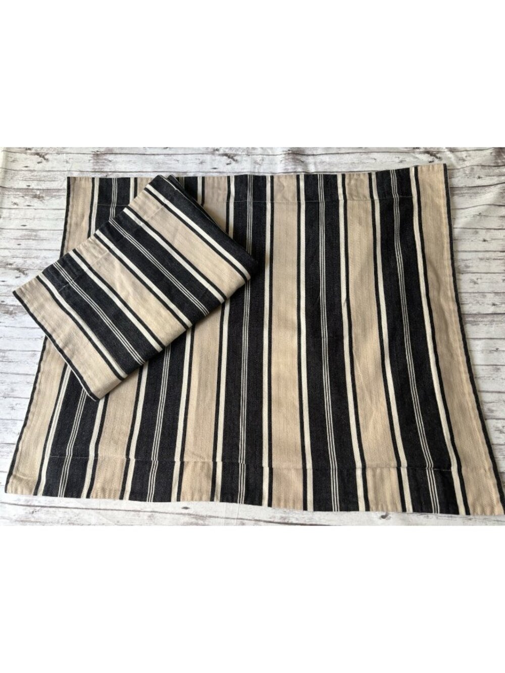 Pottery Barn Pillow Shams‎ Covers Cream Tan Charcoal Gray Standard Cotton PAIR